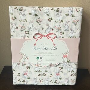 Envogue Twin Sheet Set Easter Bunny Floral Spring New